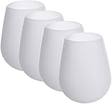 DEWEL 8 PCS Silikon Weingläser Wein Glas Unzerbrechlich Silikon Becher 360g, Spülmaschinenfest Bruchsicher Stemless Weinglas für Reisen Camping, Picknick und BBQ, Weiß