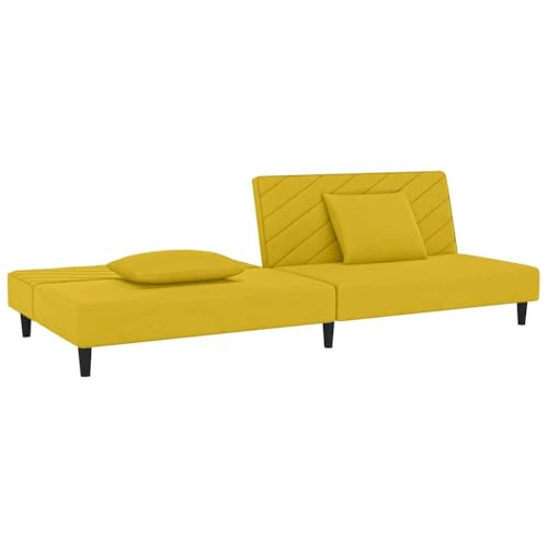 Sofá cama de 2 plazas de terciopelo amarillo idóneo para optimizar estudios pequeños 5