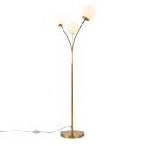 Planetitaly Piantana da Terra a 3 Luci Sfera G9 Lampada di Design per Interni Bronzo con Interruttore a Pedale Luce Salotto Soggiorno Ufficio Cavo Alimentazione con Spina 230V