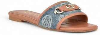 GUESS Damen Hammi Flache Sandale, Blue Denim 420, 39.5 EU