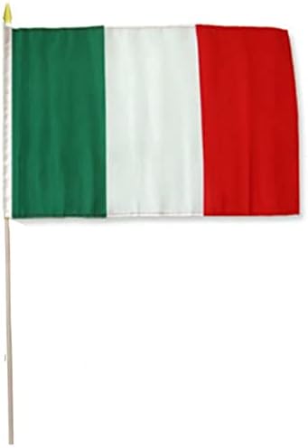 AES 12x18 12"x18" Wholesale Lot of 3 Italy Country Stick Flag 30" Wooden Staff image 3