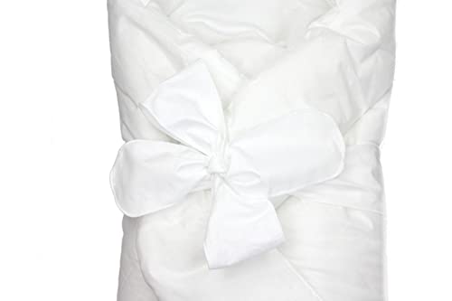 TupTam Baby Swaddle Blanket Padded Wrap with Deco Bow, White, 70 x 70 cm - Image 4