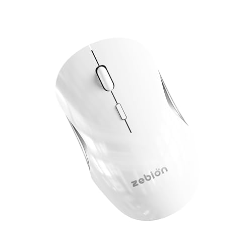 Image of Zebion Connect-3 Triple Mode /Multidevice Mouse,Rechargeable Battery with Type C Cable,Upto 2400 DPI, Silent Click, Ergonomic Design (Bluetooth 5.3 +Bluetooth 5.3, 2.4GHz Wireless) (White)