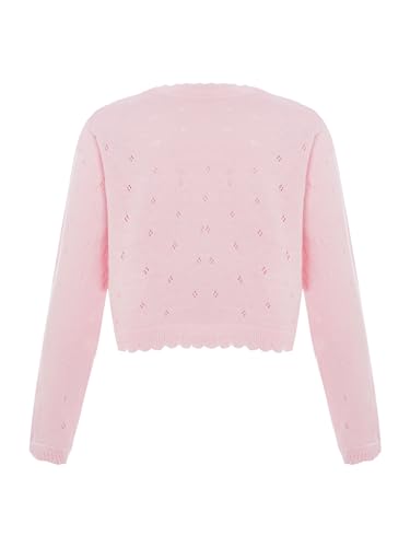 easyforever Kids Girls Flower Knitted Bolero Shrug Tops Long Sleeve Open Front Cardigan Sweater Knitwear Dress Cover Up2