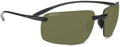 Serengeti Rectangular 8920 Sport Nylon Silio, Shiny Black Polarized PhD 2.0 555nm, One Size