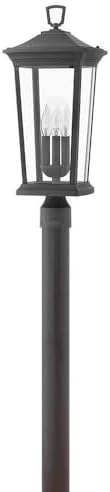 Hinkley Bromley Large Post Mount Lantern, Clear Glass, Aluminum, Walkways, Driveways and Entryways, Post Sold Separately, Museum Black Finish