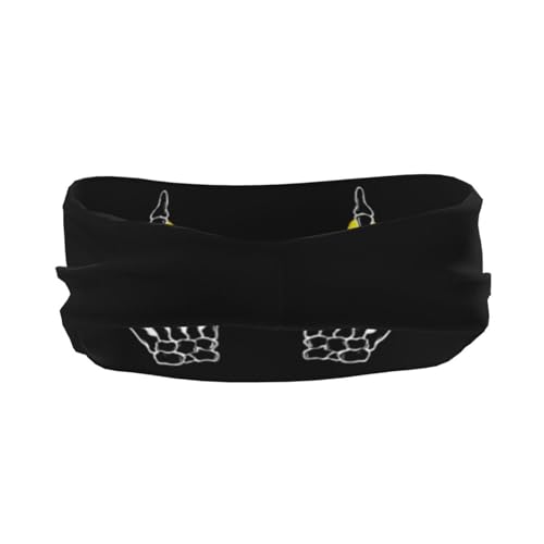 Skeleton Hand Fuck Childhood Cancer Awareness Adjustable Sports Headband Moisture Wicking Sweatband for Running Workout3