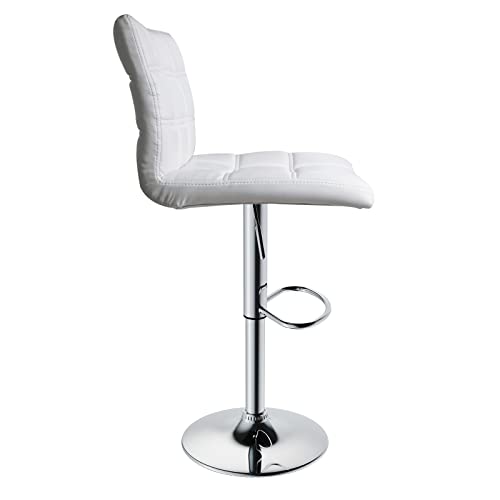 Leopard Modern Square Pu Leather Adjustable Bar Stools With Back, Set Of 2, Counter Height Swivel Stool, Barstools For Kitchen Counter (White) #TOP3