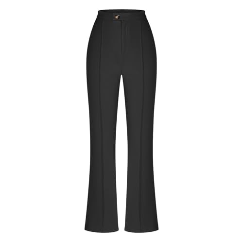 HGps8w Straight Leg Work Pants for Women Solid Color High Waisted Versatile Business Office Casual Slacks with Pockets4