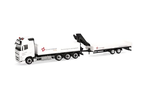 Herpa Camion Miniature Volvo FH GL 2020 Plateau 4 essieux avec remorque surbaissée 2 essieux...