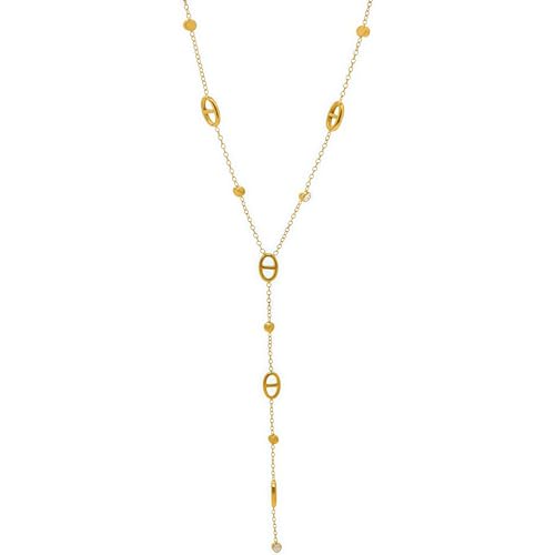 AAFGVC Collier LONG MAILLE MARINE Collier y Acier Inoxydable Sautoir Plongeante Femme Collier Femme Acier Inoxydable Maille Marine Long En Y Pour Soirée (Or)