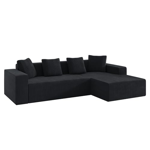 Sofá combinado modular en la nube, en forma de L, asiento profundo, sin hueso, comprimido, sin montaje, relleno de espuma viscoelástica, funda de cojín para reposabrazos anchos, juego de cojines para