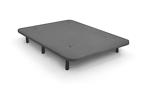 WIN REST Base Tapizada 3D Cibeles, Estructura Sólida de Gran Estabilidad, 5 Barras transversales + 6 Patas metálicas, Gris 80x190