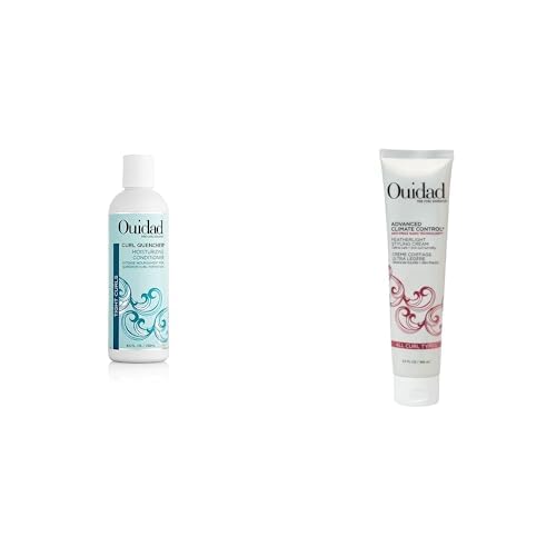Ouidad Curl Care Duo: Curl Quencher Moisturizing Conditioner 8.5 fl oz & Advanced Climate Control Styling Cream 5.7 fl oz for Defined, Frizz-Free Curls