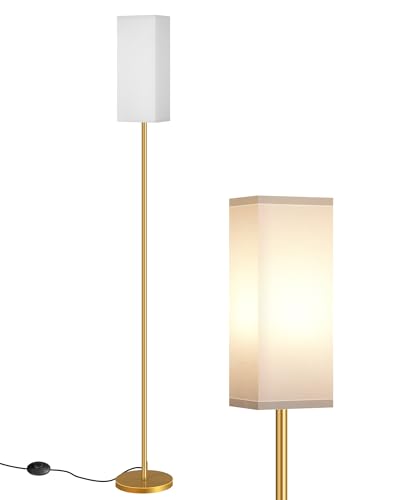 Image of Floor Lamp, Pole with Foot Switch, Modern Standing Lamp Lampshade, Minimalist Freestanding Lamp (Bulb Not Included), for Living Room, Bedroom Office ETL Listed Gold and White DCW07LD05