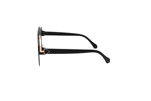 Cassie Oversized Aviator Sunglasses Retro Rimless For Driving Outdoor Fashion Wear Womens Gifts Black/Black3