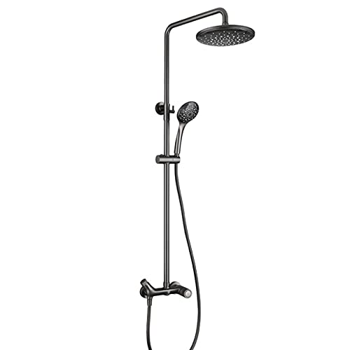 Système de douche à effet de pluie gris pistolet mitigeur laiton mural