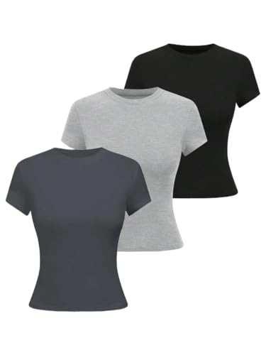 T-Shirts Tees Tops for Women Summer Plain Crew Neck Short Sleeve Casual T Shirt Outfits Clothes 2025