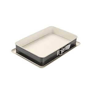 Dr. Oetker 4861 Rectangular Springform Cake Tin, Steel, Cream/Anthracite, 38 x 25 cm