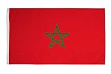 PHENO FLAGS Marokko Flagge - Marokkanische Fahne 90x150 cm mit Messing-Ösen - Wetterfeste Nationalflagge für Fahnenmast - Fußball WM 2022 Fahne - 100% Polyester