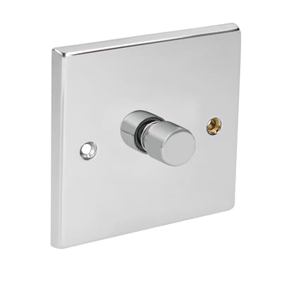 CED Chrome Dimmer Switch, 1 Gang 1 Way, Polished Chrome Finish, 250W, WCDR250/11W