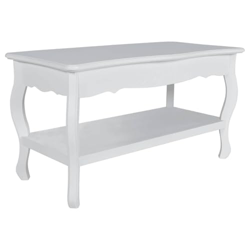 vidaXL Table Basse 2 Couches MDF Blanc Canapé Table de Salon Table d'Appoint