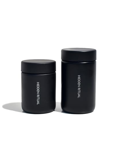 Hidden Ritual Vitamin Storage Container, Matte Black and Gray, Modern Minimalist Design, Countertop Organizer (Matte Black)