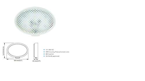MARVIX LED Ceiling Light 12V 24V 36SMD Round Dome Lamp On/Off/Door Switch, White, 164x116mm - Image 4