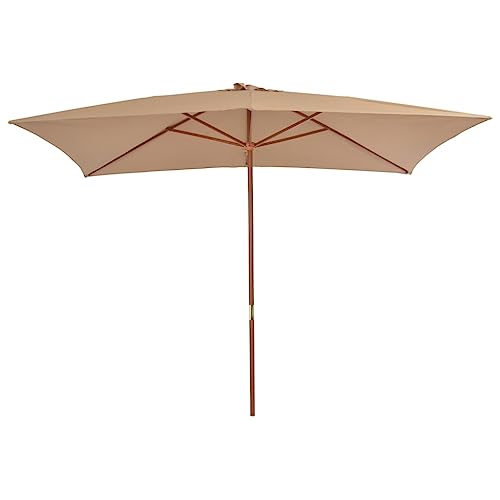 Parasol rectangulaire 200x300 mât bois élégant et toile anthracite anti-UV