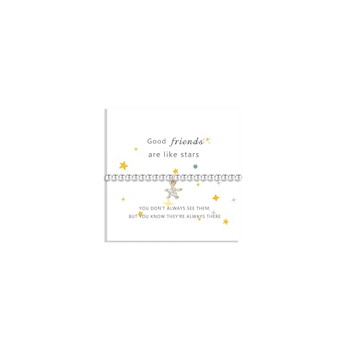 Good Friends Are Like Stars Bracelet For Friends Women Girls Gold Plated Star Pendant Friendship Jewelry Gifts For Female BFF Soulmate Birthday Christmas Goodbye with Card Gifts (Friends Like Star)