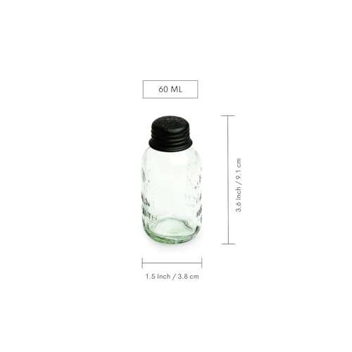 Image of ExclusiveLane 'Mason Bottle' Glass Salt Pepper Set for Dining Table (Set of 2, 60 ML) | Salt and Pepper Container for Dinning Table Salt and Pepper Dispenser Salt and Pepper Shaker