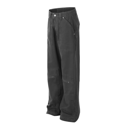 Jeans Pants Trousers Denim Retro Trendy Street Washed Grey Casual Commuter Loose Straight for Men3