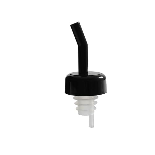Pour44 PLPR700BK Liquor Pourer, Free Flow, with Black Collar, fits Standard 750ml Liquor Bottle, SAN (Plastic), Black spout (12 Each per Pack) 12 Packs per case
