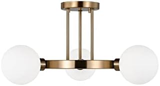 Generation Lighting 7761603-848 Clybourn Semi Flush Mount, 3-Light 180 Total Watts, Satin Brass
