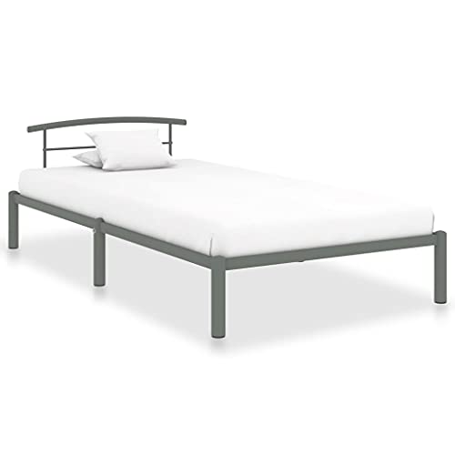 Annlera Estructura de cama de 210 x 110 x 63 cm, color gris, metal, cama juvenil, somier, sofá en el salón, cama infantil, cama con somier, cama de matrimonio, cama de matrimonio versátil de metal