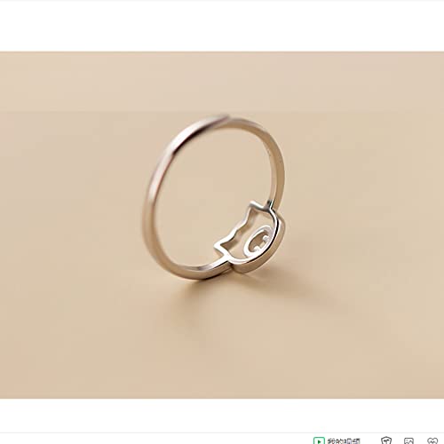 Hollow Pig Thin Minimalist Cute 925 Sterling Silver Engagement Tiny Tail Rings Dainty Adjustable Finger Promise Statement Small Ring Jewelry Gifts for Birthday Christmas Women Teen Girls Daughter4