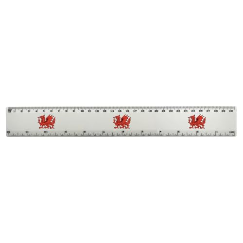 'Welsh Red Dragon' 30cm (12 Inch) White Plastic Ruler (RL00085976)