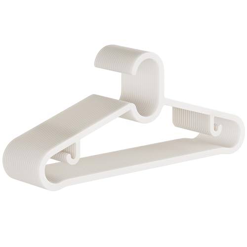 GETORO Plastic Hangers 20 Pack, Non Slip Space Saving Clothes Hanger with Hooks, Heavy Duty Beige Hangers for Closet