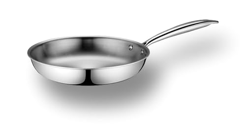 Cflagrant® Poêle en Acier Inoxydable Triply Inox 18/10 sans PFAS/PFOA/PTFE/Cadmium et Sans Revêtement Antiadhésif (20cm)