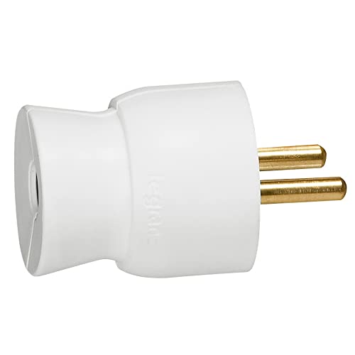 Legrand - Fiche plastique 2P+T 16A à sortie droite avec étiquette avec Gencod - blanc - 050100