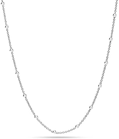 LeCalla Italian 925 Sterling Silver Bead Chain Station Necklace | Ball Bead Station Singapore Cable Chain Necklace for Teen and Women 16, 18, 20, 24, 26, 30 Inches - Image 2