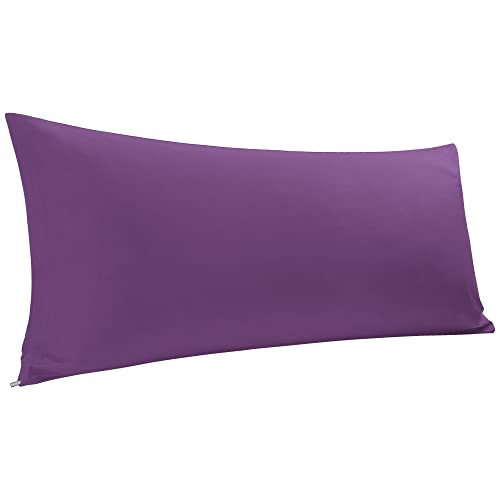 Taies d'oreiller PiccoCasa fermeture éclair coton 300 fils pourpre 20x54 po