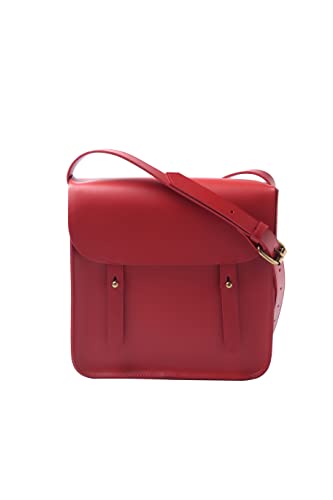 Sacoche en cuir rouge Hannah Bazaar grand sac rigide pour femme et homme