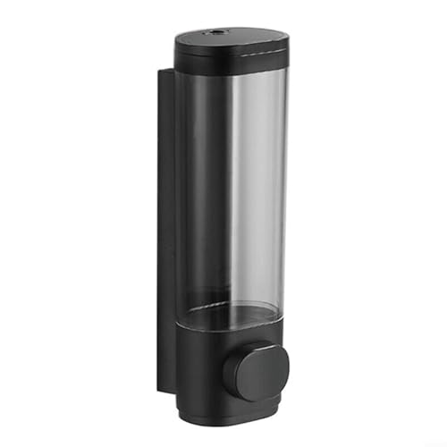 HEIBTENY 215 mm Wall Mounted Soap Dispenser Wall Mounted Manual Single Head Soap Dispenser for Shower Gel Shampoo Disinfectant for Kitchen, Bathroom, Office, Shops (Black) (Single)