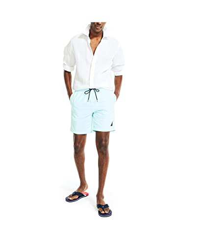 Nautica Mens 8" Solid Quick-Dry Short Swim Trunks, Reel Aqua, Large Us #TOP1
