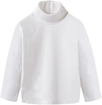 HAOLUKI Toddler Baby Girl Boys Basic Solid Color Turtleneck T-Shirt Kid Cotton Long Sleeve Pullover Blouse Top White 4T
