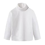HAOLUKI Toddler Baby Girl Boys Basic Solid Color Turtleneck T-Shirt Kid Cotton Long Sleeve Pullover