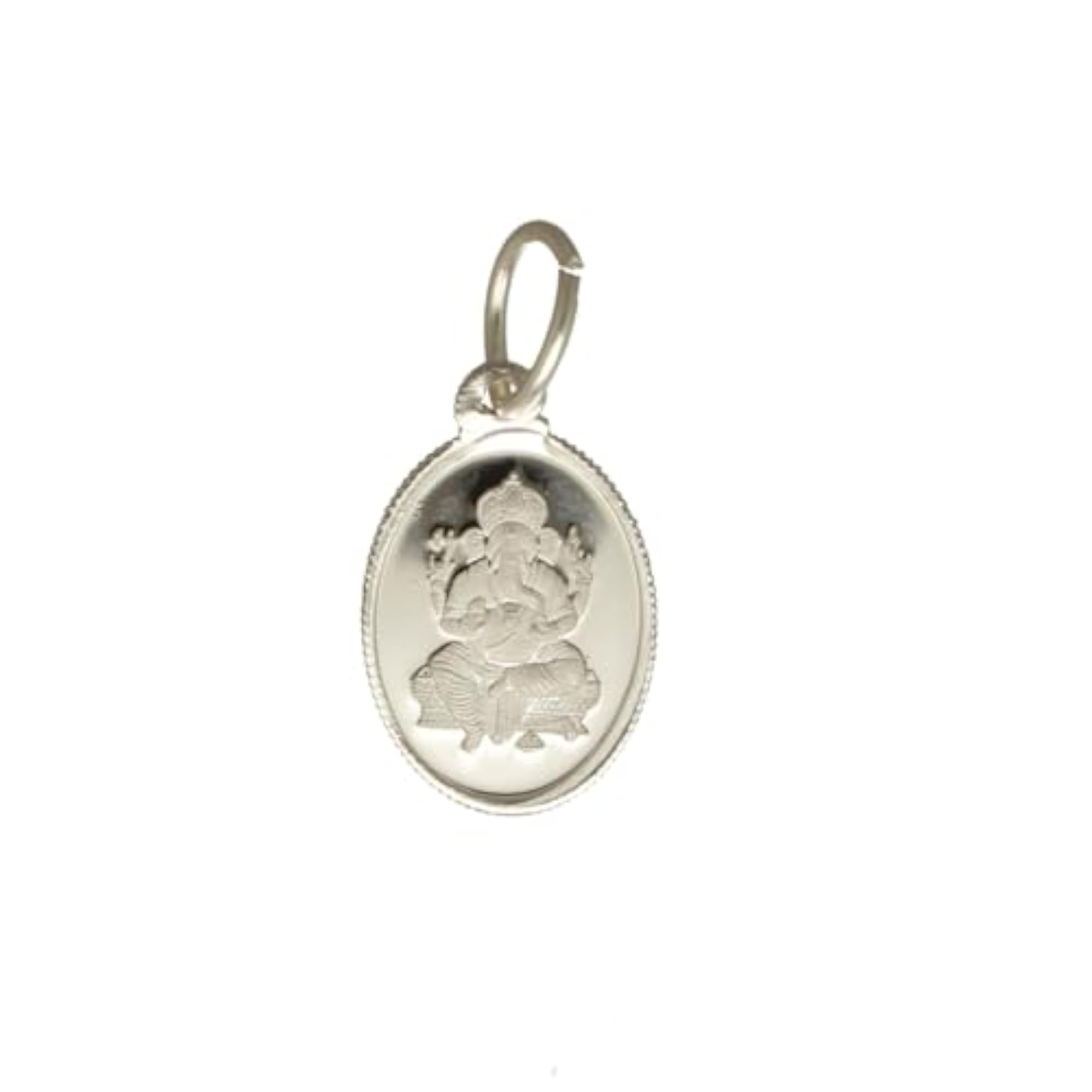 2 Grams Pure Silver Ganesha Oval Pendant with Chain