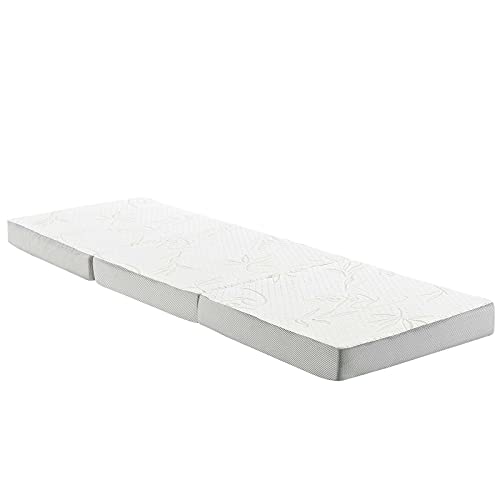 Modway 4” Relax Tri-Fold Mattress Topper CertiPUR-US Certified with Soft Removable Cover (25