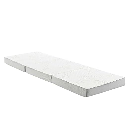 Modway 4” Relax Tri-Fold Mattress Topper CertiPUR-US Certified with Soft Removable Cover (25"x75”)